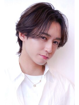 ハバナ 渋谷(HAVANA) メンズ波巻きセンターパート韓国風黒髪ツーブロックマッシュ