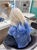 ブロンド ブルーカラー グラデーション