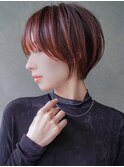 大人可愛い20代30代40代黒髪前下がりひし形小顔ボブ丸みショート