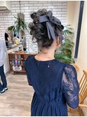 リボン×ボリュームアップヘア 結婚式 二次会 お呼ばれ イベント