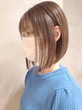 エリマ 横浜西口(elima) 横浜西口ストレートパーマタッセルボブアッシュベージュカラー
