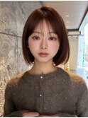 大人ボブ銀座レイヤーカット有楽町ミディアムボブベージュ