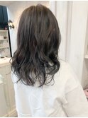 福山市美容室Caary人気 黒髪アッシュふんわりデジタルパーマ