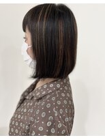 ヘアーデェカラー(hair de KOLOR)&nbsp;【つくば】髪質改善ツヤ髪ボブ×白髪ぼかしハイライト40代50代