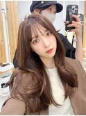 2wayバング 韓国前髪 シースルー ミディアム くびれヘア 顔周り