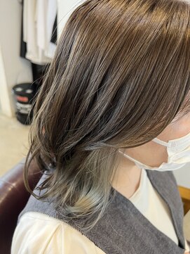 リドル ヘアー 駒生店(Riddle HAIR) ミディアムレイヤー インナーカラー