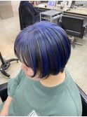 アンブレラカラー白髪ぼかしショートブルーバイオレット北千住