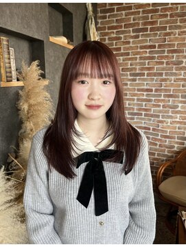 髪屋 紬 レイヤーカット／ピンクブラウン