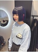 ブルー×ピンクインナーカラー 地雷ボブ【大阪/梅田】