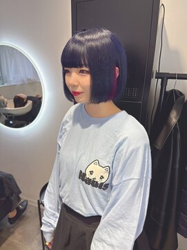 ホープ(hope) ブルー×ピンクインナーカラー 地雷ボブ【大阪/梅田】