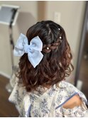 ボブ×リボン【ボブヘアアレンジハーフアップ編み込み】