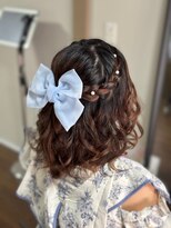 ボブ×リボン【ボブヘアアレンジハーフアップ編み込み】