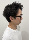 メンズスパイキーショートツイストパーマスパイラル刈り上げ