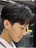 メンズセンターパートウルフセンターパートニュアンスパーマ襟足