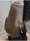 ミルクティーベージュブリーチなしダブルカラーレイヤーカット