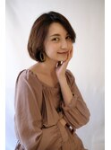 【katachiyamagata】大人可愛い 小顔ひし形ボブ◆ココアブラウン