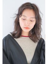 ガリカ 横浜(Gallica) ゆるふわミディ抜け感センターパート/オリーブブラウン<横浜>