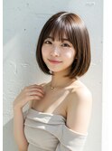 レイヤーボブハイライトブリーチレイヤーハイトーングレージュ
