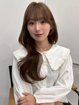 大人美人斜めバングくびれデジタルパーマ毛先丸みパーマ