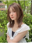 ミディアム レイヤー 似合わせカット シースルーバング