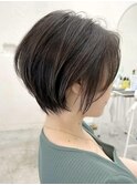 くびれショート◎小顔マッシュボブ白髪ぼかしヘーゼルグレージュ