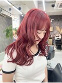 イメチェン/レッドブラウン/フルバング/似合わせカット/溝ノ口駅
