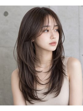 ヘアーズ ベリー 住道店(hairs BERRY) 透明感ダークブラウン・シースルーバング×レイヤーロング