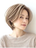 40代50代60代/脱白髪染め白髪ぼかしハイライトショートボブ
