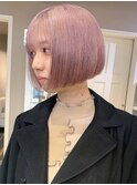 ba362_2wayバングオン眉ショートミルクティーピンクボブウルフ