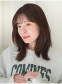イメチェン ミディアムレイヤー 外ハネボブ 美髪ワイドバング
