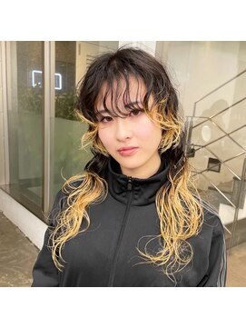 レコ 渋谷(LECO) スパイラルニュアンスパーマウルフレイヤーカット毛先ブロンド