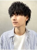 ニュアンスパーマ×重めマッシュウルフ×ダークアッシュ