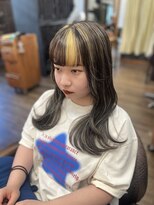 美容室ポール 西葛西店(PAUL)&nbsp;デザインカラー ハイライトカラー ブラック×ゴールド ロング