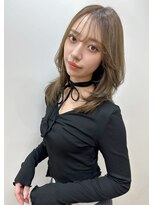リジェール 金山店&nbsp;くすみベージュ2WAY前髪くびれミディアムレイヤー