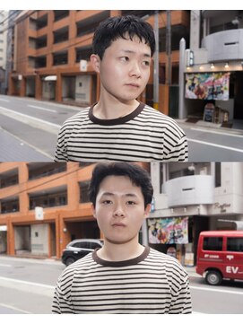 ウェルネス(Wellness) メンズダウンバングショートツーブロックピンパーマ