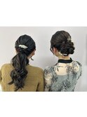 お友達とペアヘアセット