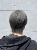 ★メンズ，ウルフカット，ハイトーン，シルバーグレー