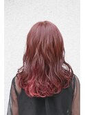 ピンクブラウン インナーカラー ロングレイヤー