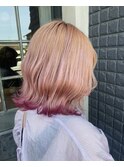 ピンクグラデーションピンクアッシュ　裾カラー　ポイントカラー