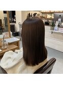 艶髪ストレート×ミディアム×アッシュグレー×髪質改善【広島】