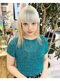 ブロンド×水色mix