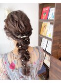 サイド ツイスト 可愛い 編みおろし ヘアアレンジ