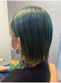 グリーン系のハイトーンカラー☆　ブリーチ有り