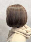 【Lu-Lun】脱白髪染めハイライト×平行ボブ