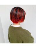 ショートボブバレイヤージュ風デザインカラー
