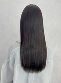 暗髪グレージュ_斜めバンググレージュカラーシルキー_ba448581