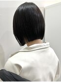 丸くないボブ×切りっぱなしボブ×縮毛矯正/表参道美容院
