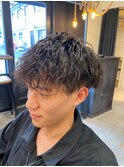 短髪極道パーマフェザーパーマ波巻きパーマメンズ マッシュ