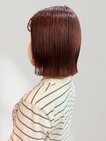 ヘアーメイク グロー(hair make grow)&nbsp;ピンクブラウン 切りっぱなしボブ 髪質改善 前髪カット 艶髪