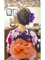 サロンド クラフト(salon de craft)&nbsp;【浴衣】フェミニンな帯結びの編み込みフルアップスタイル♪